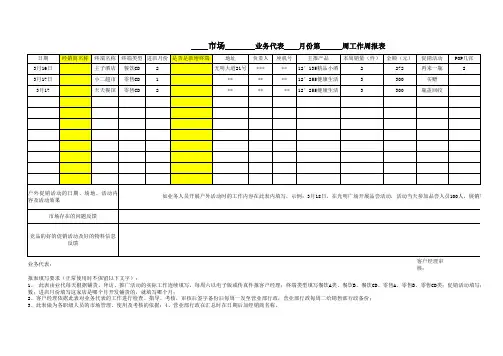 业务代表工作周报表模板