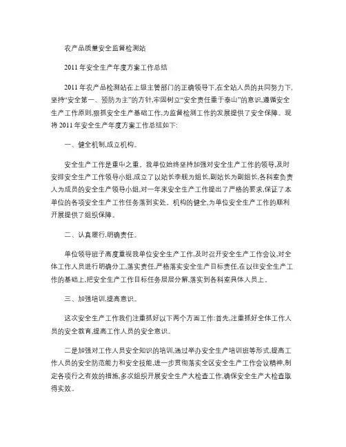 2011年安全生产年度方案工作总结(精)