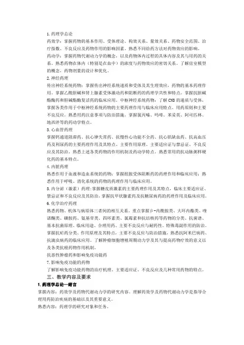 药理学各章总结
