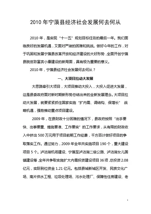 宁蒗县2010年经济社会发展何去何从