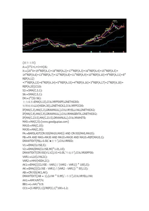抓牛主图通达信指标公式源码