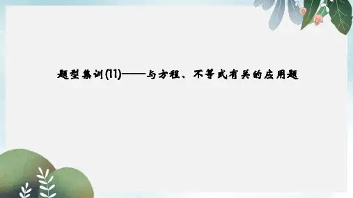 中考数学总复习题型集训11_与方程不等式有关的应用题课件