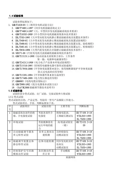 励磁试验规程