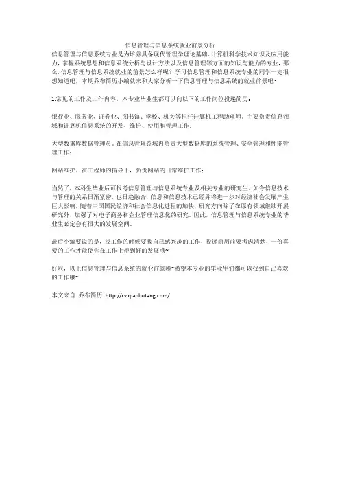 1.信息管理与信息系统就业前景分析