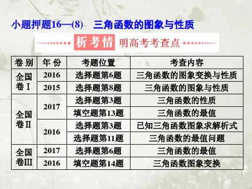 2018届高考数学二轮复习小题押题16—(8)三角函数的图象与性质课件(全国通用)