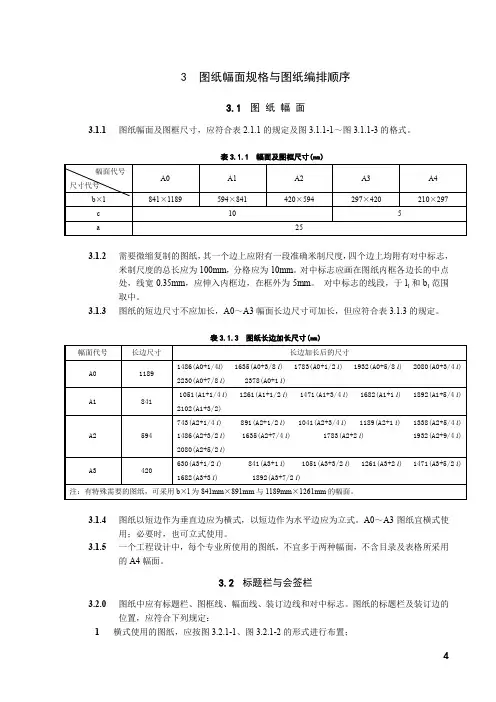 规范施工图尺寸清单