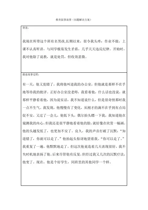 教育叙事故事(问题解决方案) 2