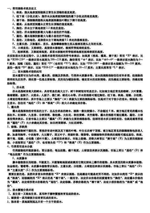 绿化苗木常用术语及定义介绍