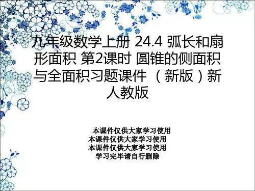九年级数学上册 24.4 弧长和扇形面积 第2课时 圆锥的侧面积与全面积习题课件 (新版)新人教版