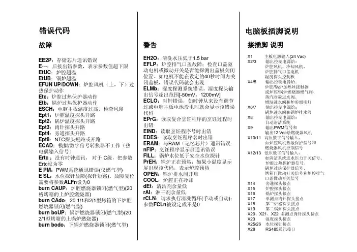 万能烤箱报警代号