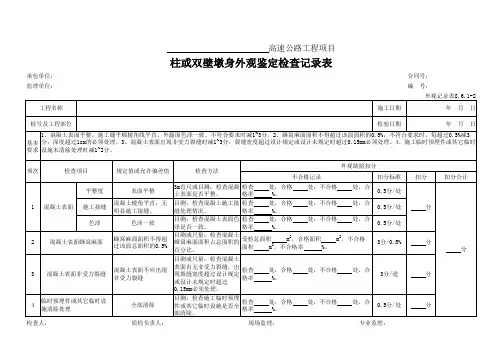 30、柱或双壁墩身外观鉴定检查记录表(外观记录表8.6.1-2)
