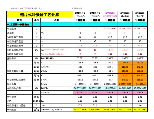 翅片冷凝器工艺计算表