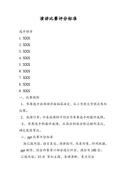 演讲比赛评分标准 2