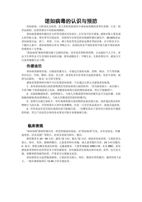 诺如病毒的认识与预防