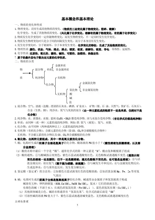 初中化学复习提纲