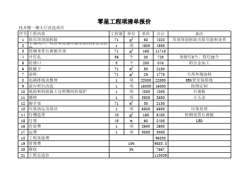 零星工程项清单报价2018-8-3