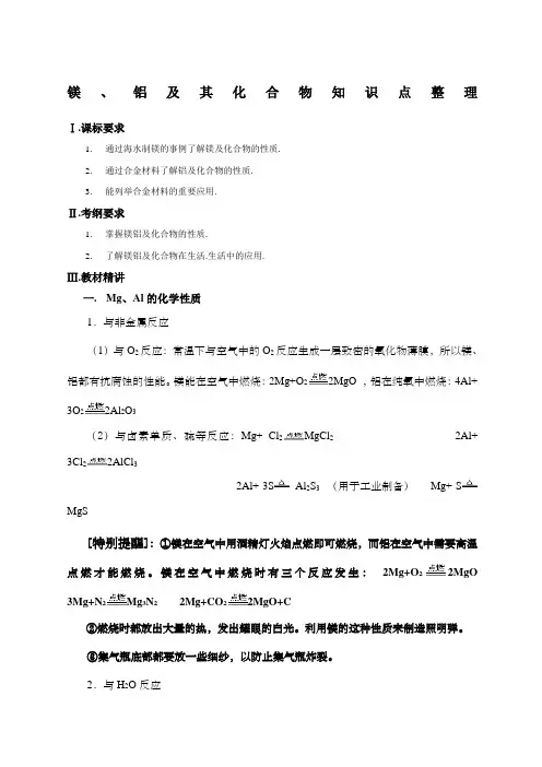 镁铝及其化合物知识点整理