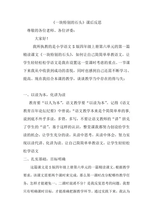 一块特别的石头教学反思