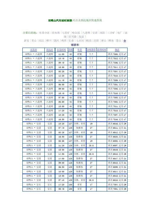 双鸭山汽车站时刻表