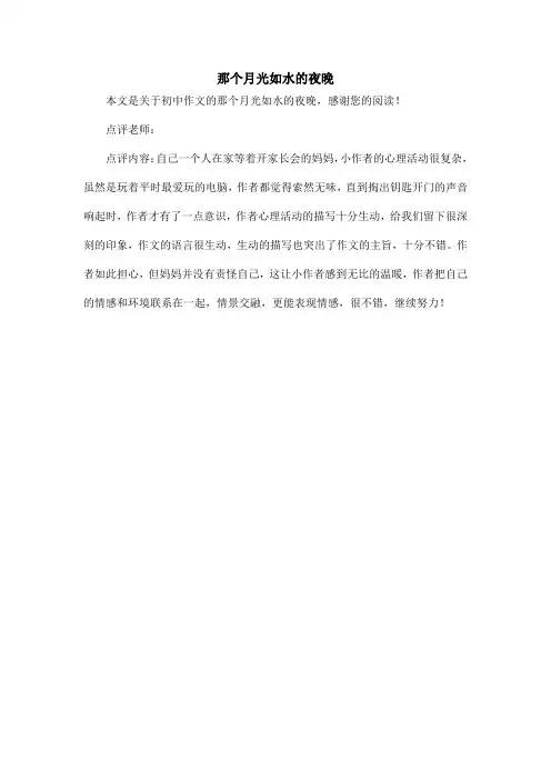 那个月光如水的夜晚_初中作文