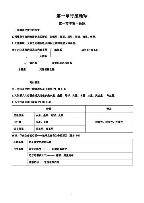 高一上学期地理知识点总结