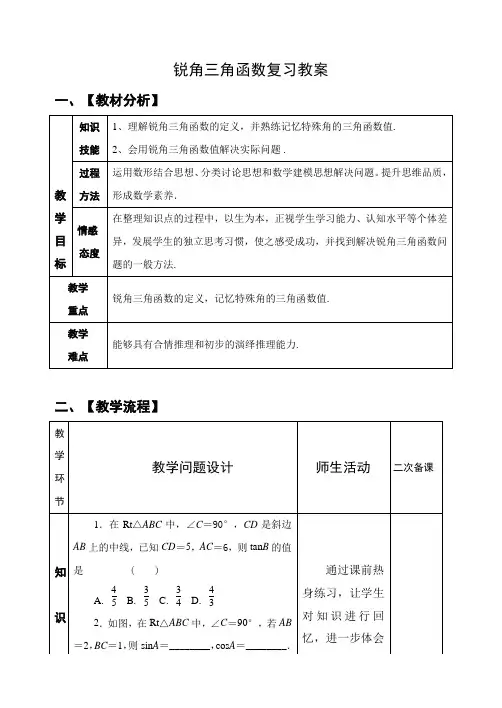 锐角三角函数复习教案 2