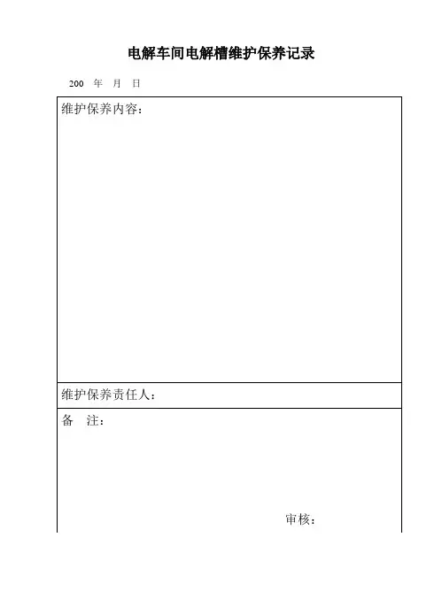 电解槽维护保养记录