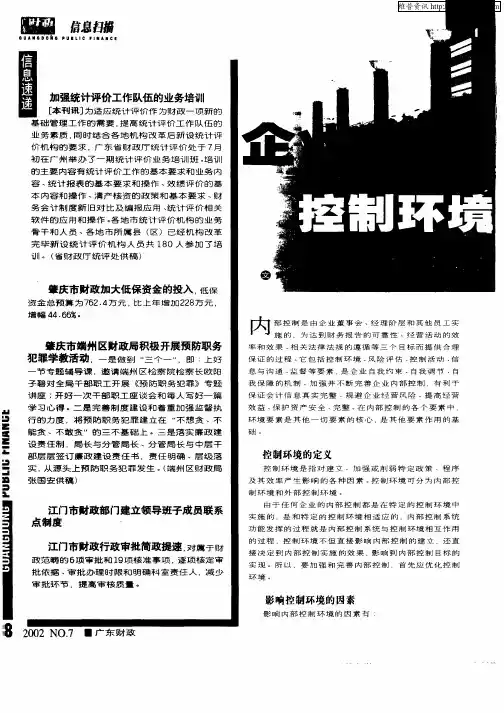 企业：控制环境的优化
