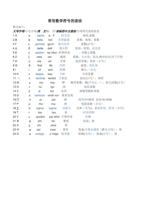 数学符号读法大全