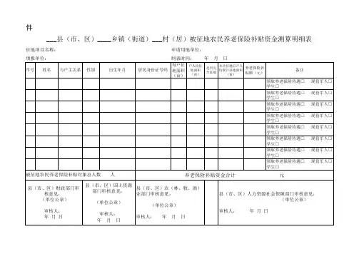 资金测算明细表