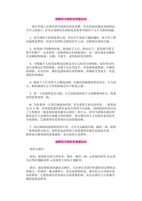 选购羽毛球拍的初级知识