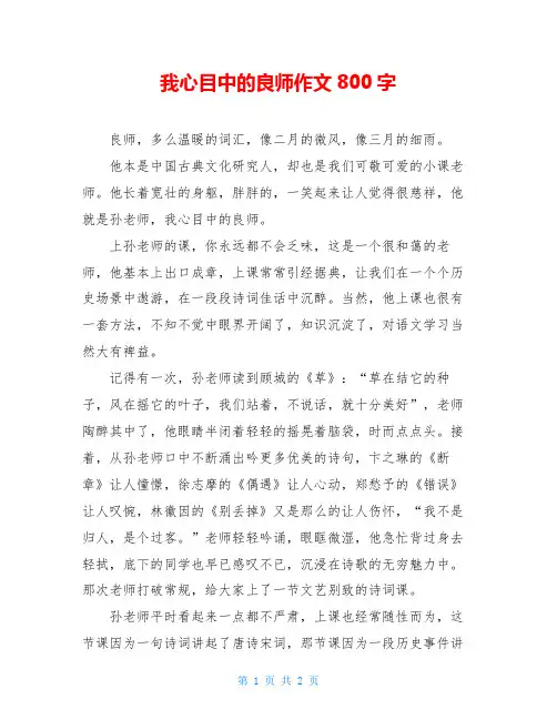 我心目中的良师作文800字
