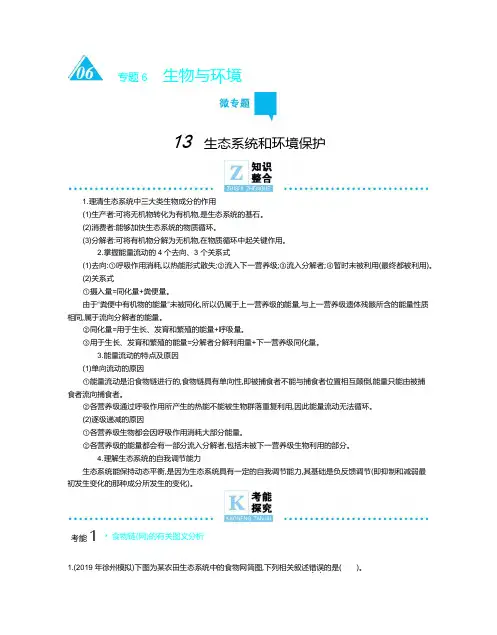 2020年高考高三生物二轮专题复习文档：专题6微专题13生态系统和环境保护Word版含解析