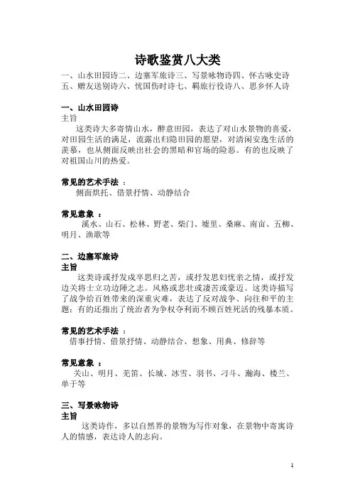 诗歌鉴赏八大类