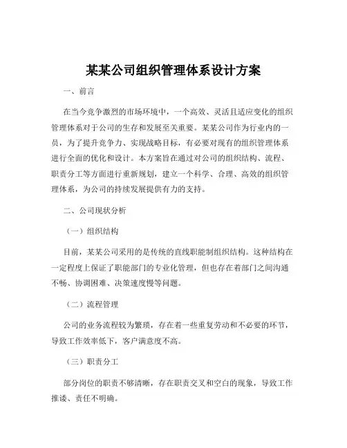 某某公司组织管理体系设计方案