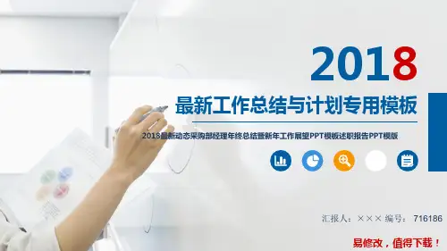 2018最新动态采购部经理年终总结暨新年工作展望PPT模板述职报告PPT模版