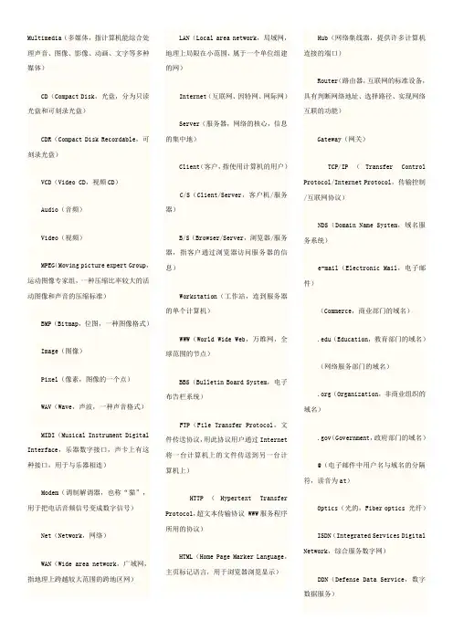 与internet有关的英语单词短语积累
