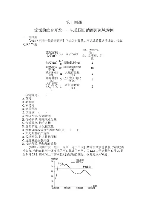 2020年高考地理一轮复习每课必练题：第十四课 流域的综合开发——以美国田纳西河流域为例(附详解)
