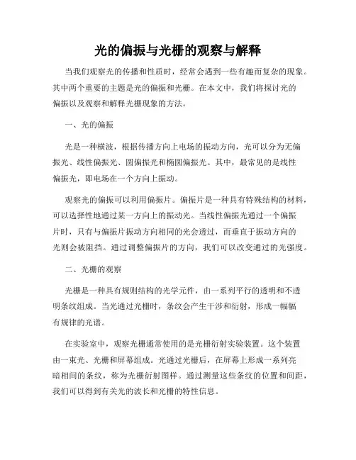 光的偏振与光栅的观察与解释