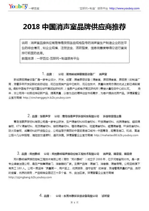 2018中国消声室品牌供应商推荐
