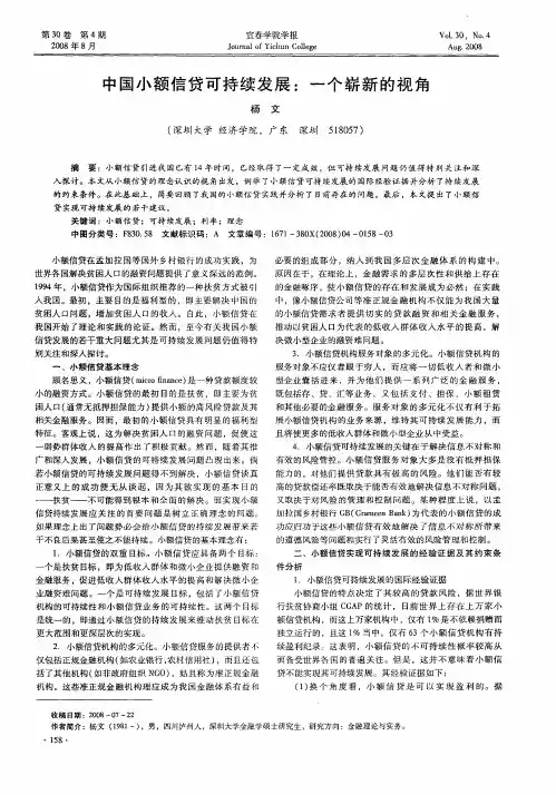 中国小额信贷可持续发展：一个崭新的视角