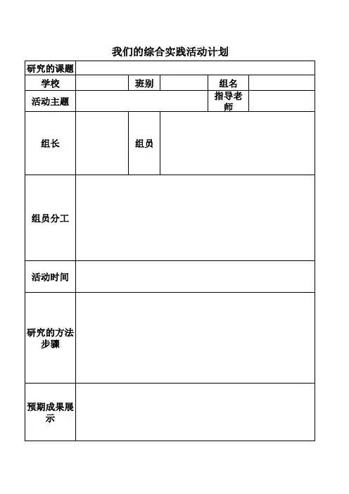 综合实践活动计划表