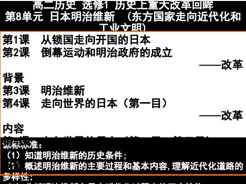 历史人教版选修1 第8单元 日本明治维新 课件(共28张)