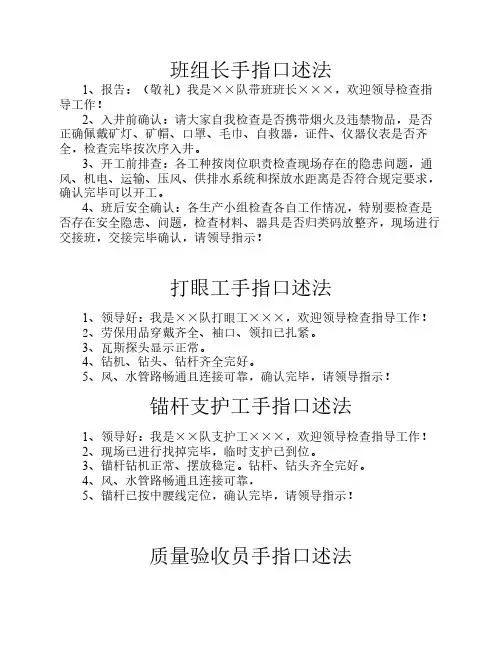 手指口述标准