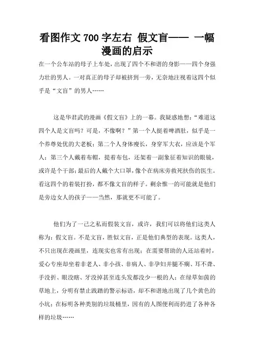看图作文700字左右 假文盲—— 一幅漫画的启示