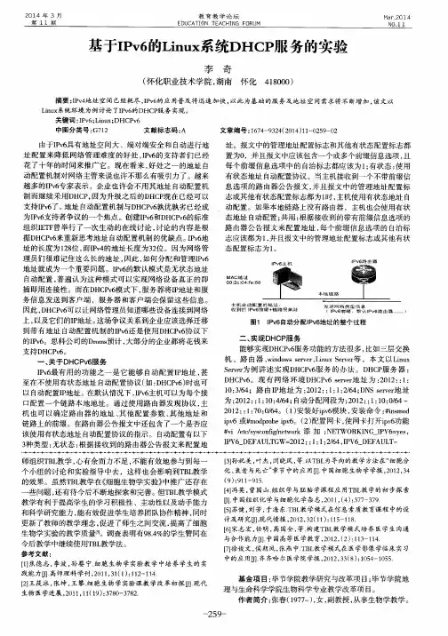 基于IPv6的Linux系统DHcP服务的实验