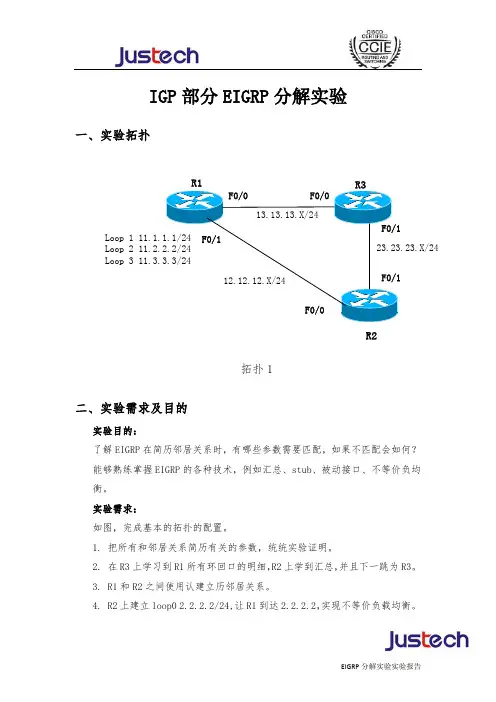 EIGRP实验报告