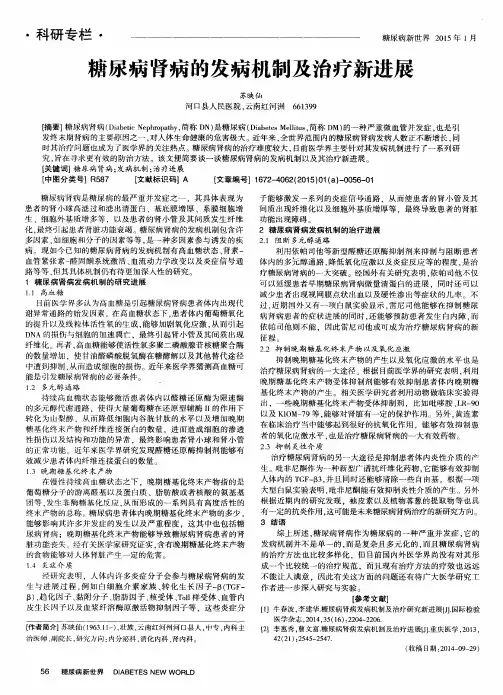 糖尿病肾病的发病机制及治疗新进展