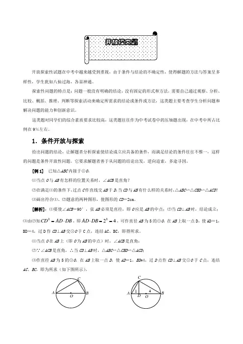 中考数学专题复习——开放探究题