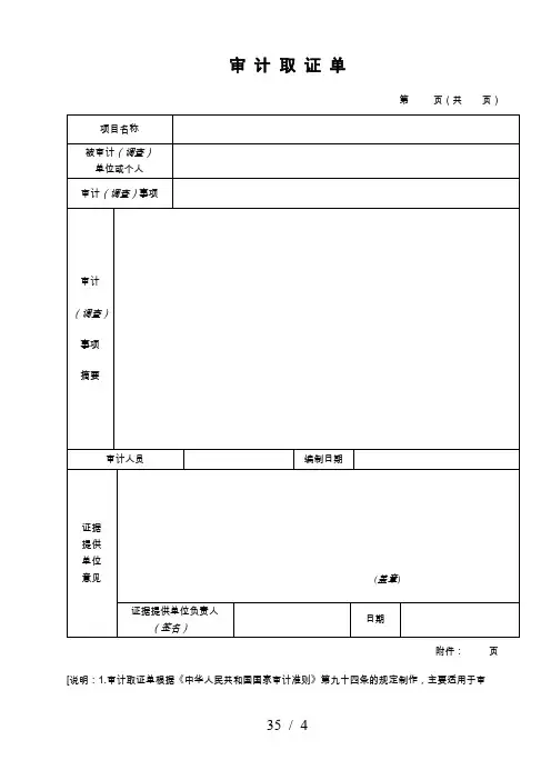 审计取证单、底稿